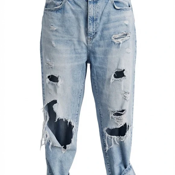 Garage Light Blue Distressed Boyfriend Jeans - Picture 3 of 5